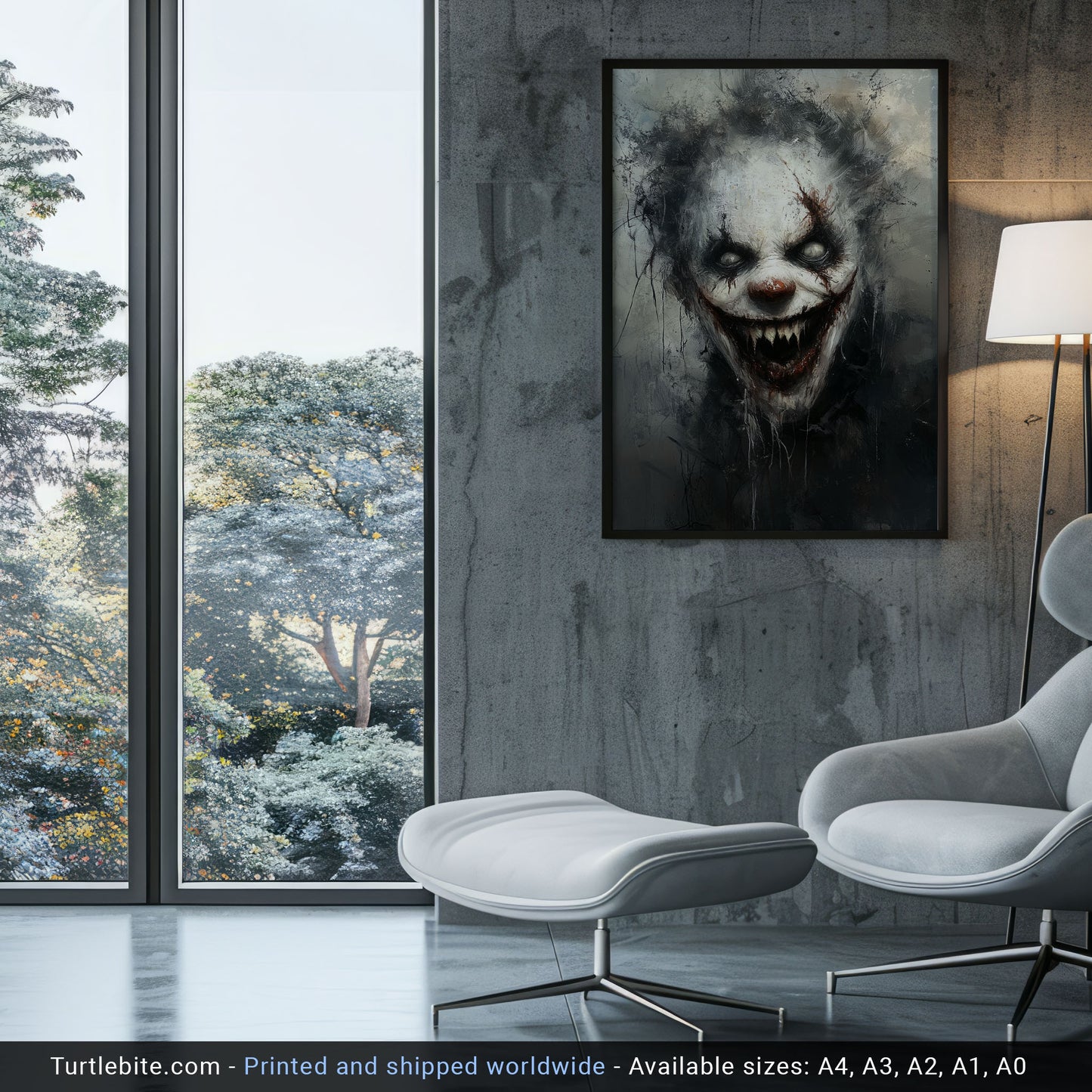 Creepy Clowncore Painting Poster, Horror Clown Wall Art, Moody Oil Painting Print