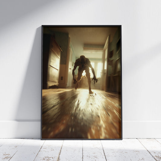 Wait, I'm coming! Chasing Monster Poster Print, Dark Scary Wall Art, Surreal Disturbing Spooky Gifts
