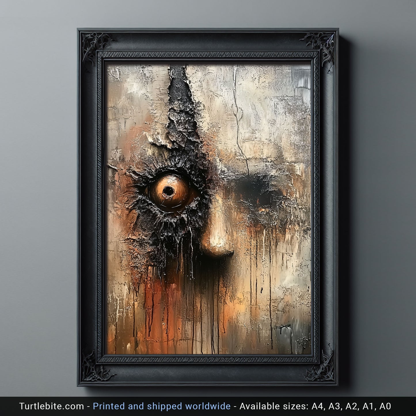 I'm watching you! Painting Poster, Creepy Wall Art, Dark Spooky Print, Bizarre Large Painting for Living Room