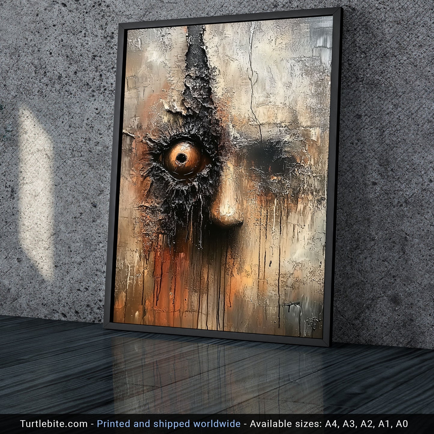 I'm watching you! Painting Poster, Creepy Wall Art, Dark Spooky Print, Bizarre Large Painting for Living Room