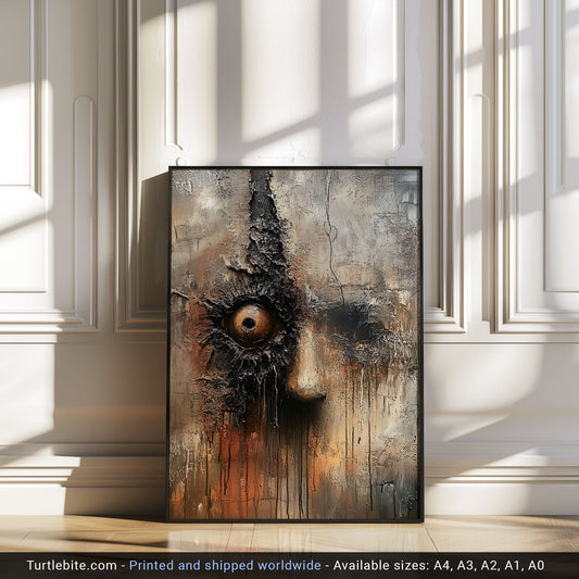 I'm watching you! Painting Poster, Creepy Wall Art, Dark Spooky Print, Bizarre Large Painting for Living Room