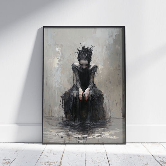 The Forgotten Princess Gothic Painting, Dark Moody Wall Art, Victorian Witchcraft Print, Dark Fantasy Artwork