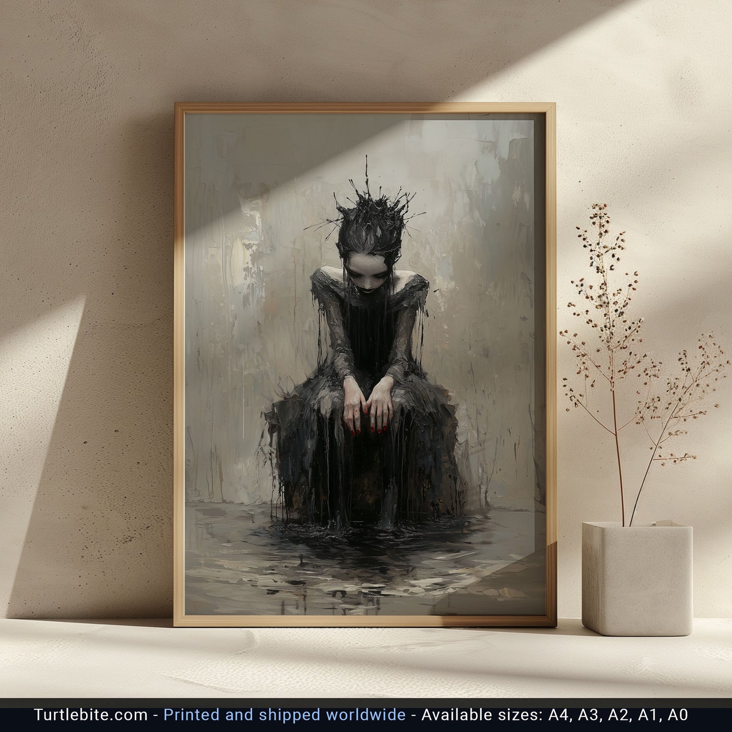 The Forgotten Princess Gothic Painting, Dark Moody Wall Art, Victorian Witchcraft Print, Dark Fantasy Artwork, Bizarre Beautiful Collectible