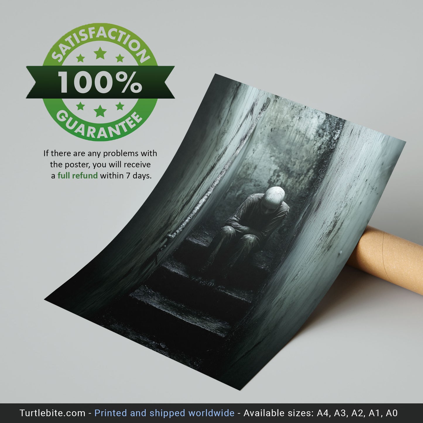 Left alone in the Basement Poster, Horror Wall Art, Moody Macabre Claustrophobic Print