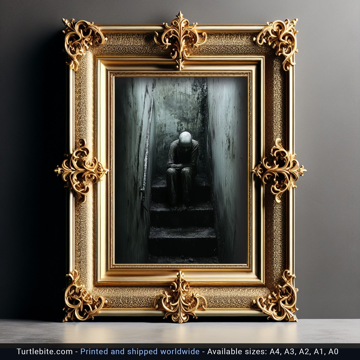 Left alone in the Basement Poster, Horror Wall Art, Moody Macabre Claustrophobic Print