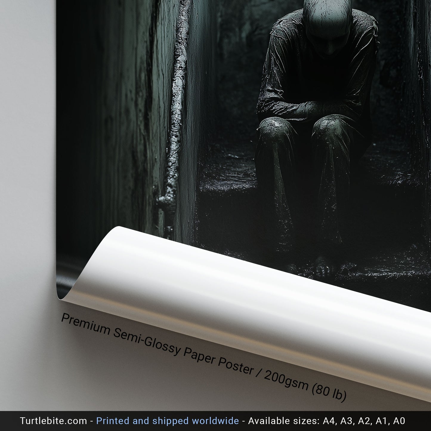 Left alone in the Basement Poster, Horror Wall Art, Moody Macabre Claustrophobic Print