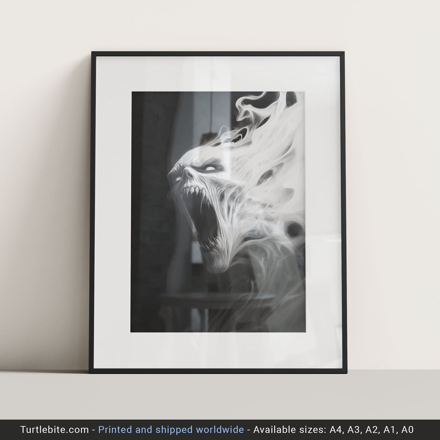 Black and White Poster of a Ghost, Scary Pictures, Horror Artwork, Mysterious Creepy Creature, Gothic Picture