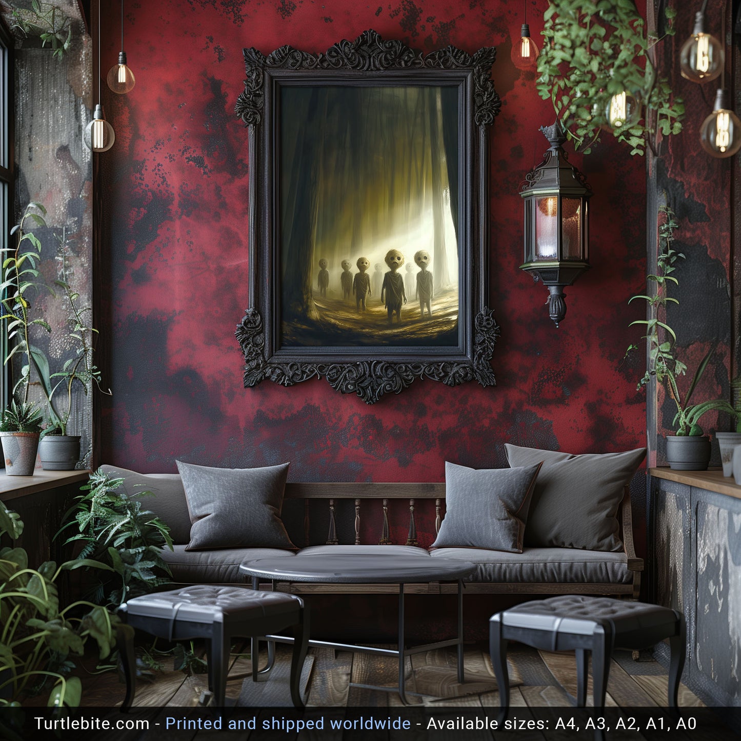 Surreal Horror Forest Art Print – Eerie Children, Dark Fantasy Wall Decor, Creepy Folklore-Inspired Digital Illustration