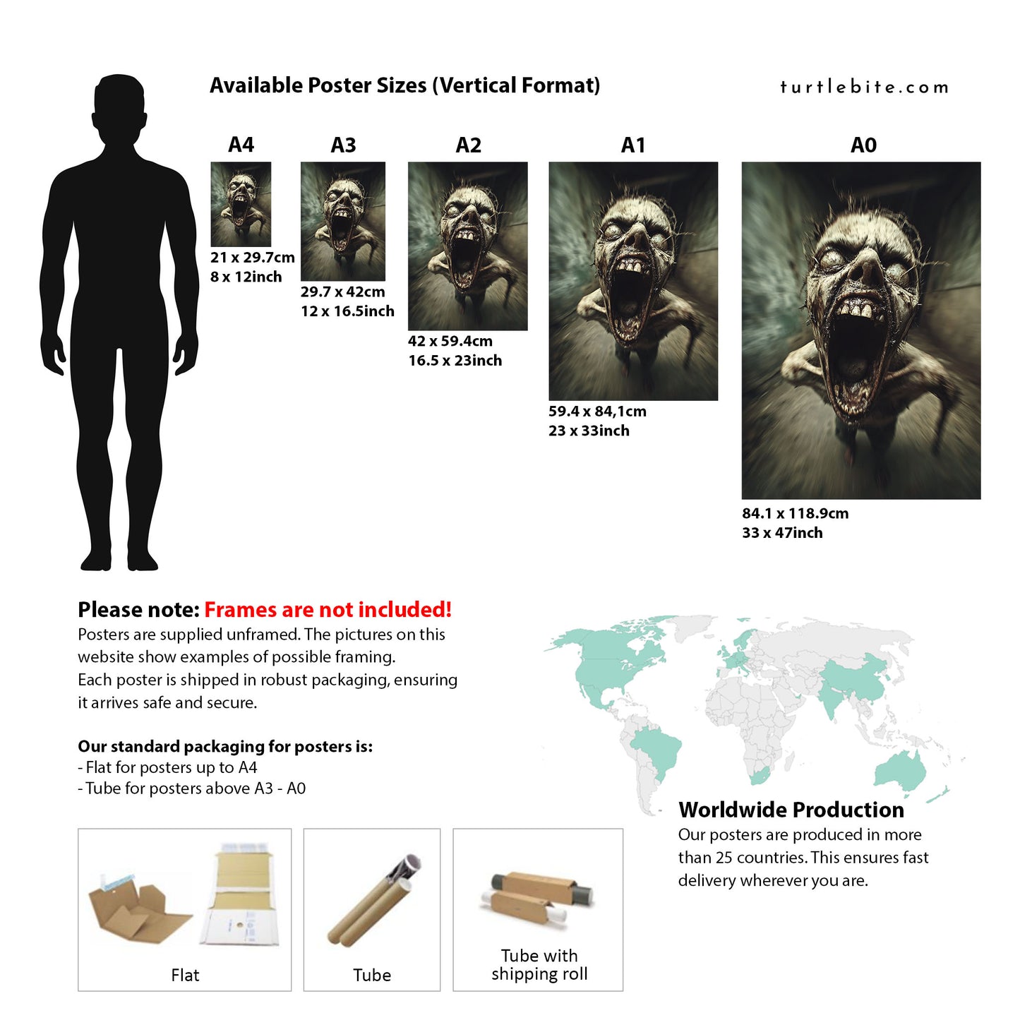 Terrifying Zombie Screaming in Haunted Corridor, Horror Art Print for Halloween Decor, Scary Wall Art