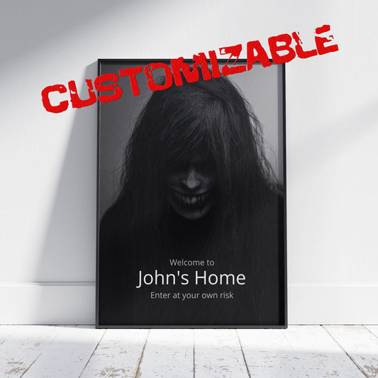 Personalized Scary Art Print, Dark Halloween Decoration, Custom Name Sign, Spooky Home Decor