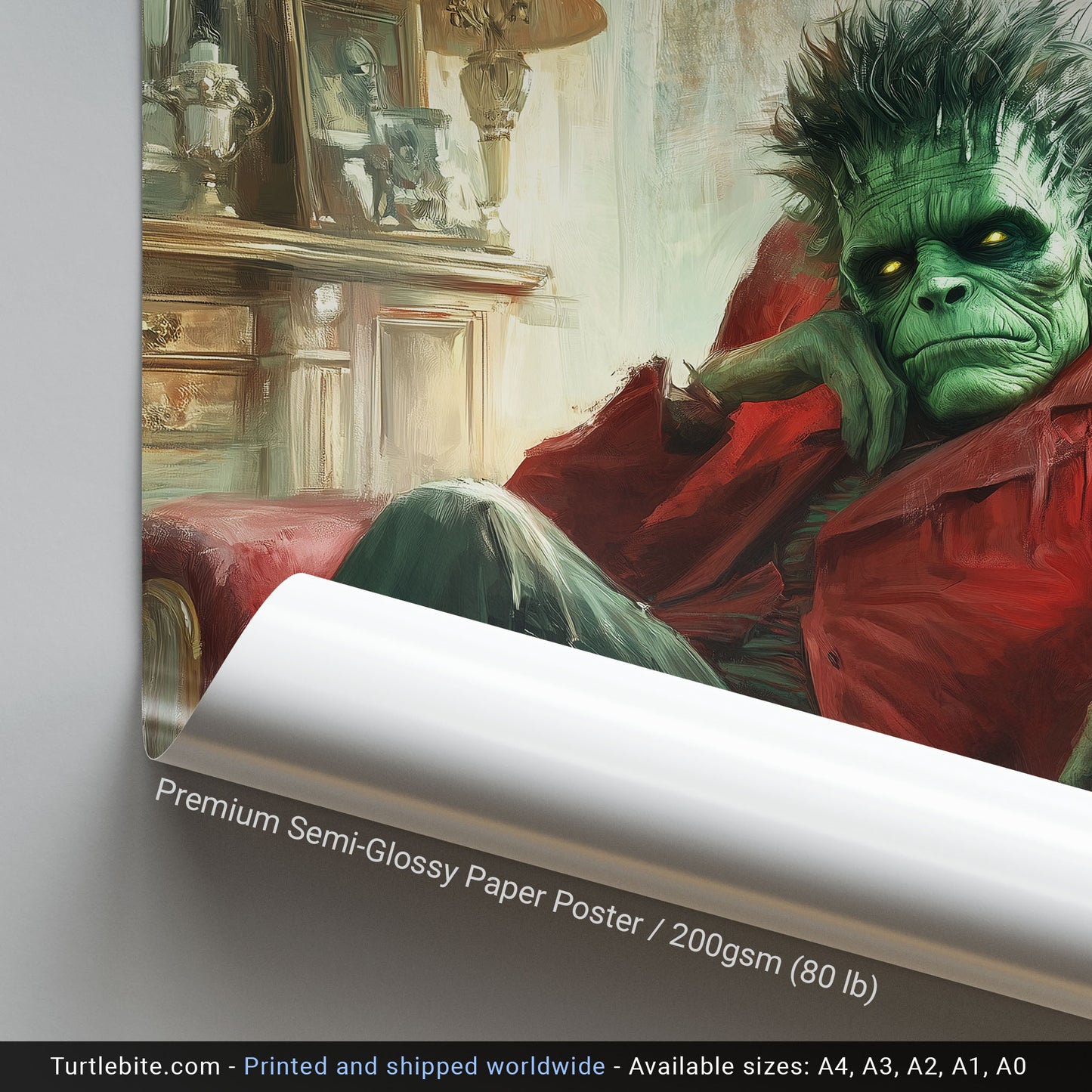 Frankenstein Art Print: Moody Monster in Repose, Gothic Home Decor, Dark Academia Wall Art, Classic Horror Portrait, Psychiatrist Session
