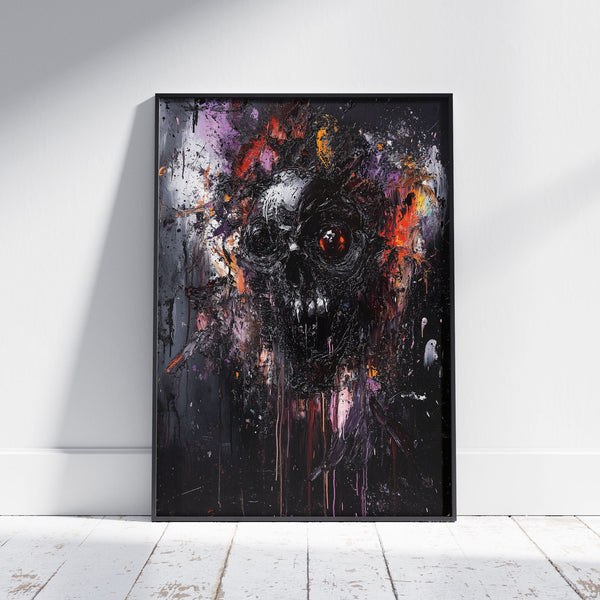 Gritty Paining Dark Abstract Gritty Skull Oil Painting Poster, Whimsical Dark Aesthet ...