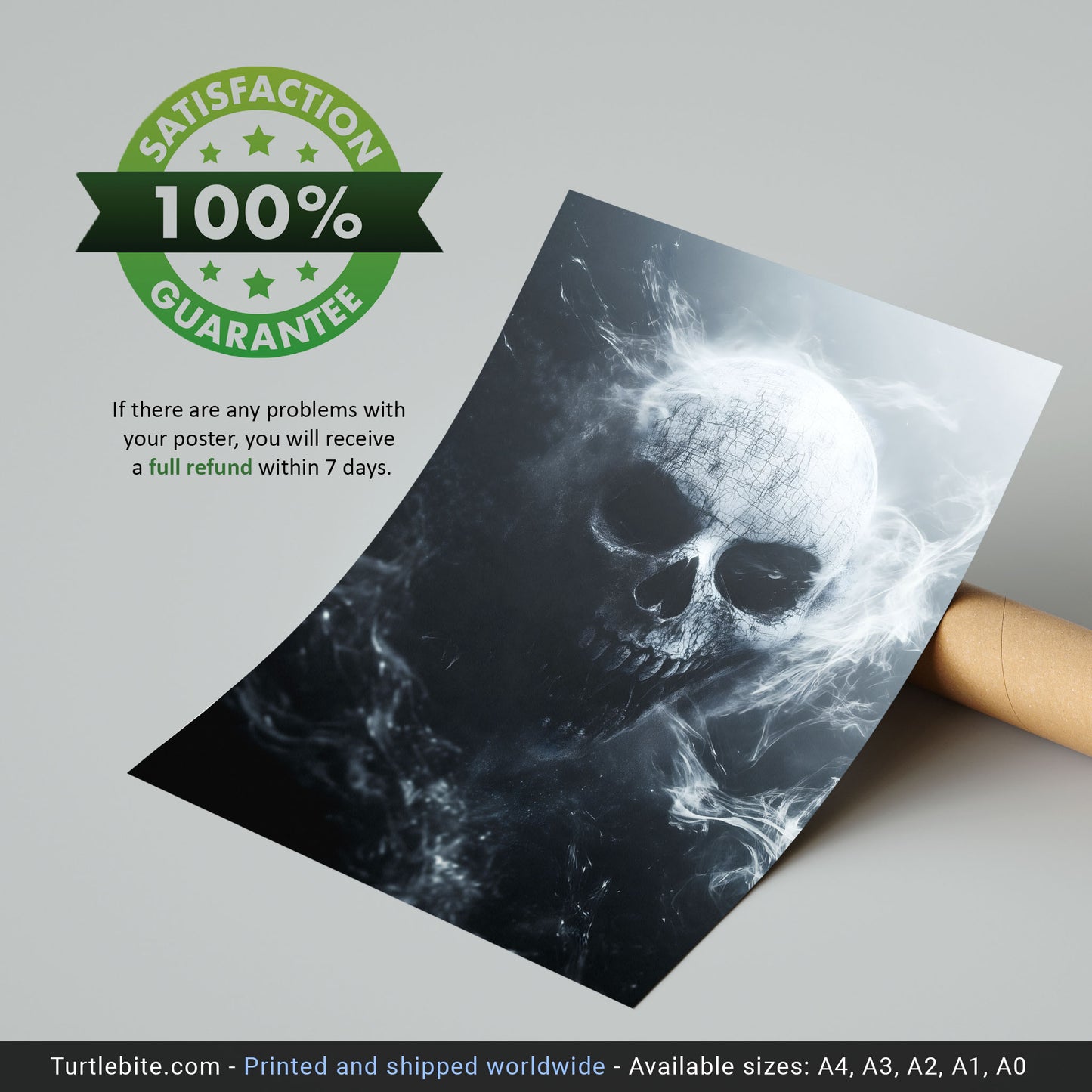 White Smoky Brittle Skull Poster | Dark Academia Horror Poster Print | Moody Wall Art