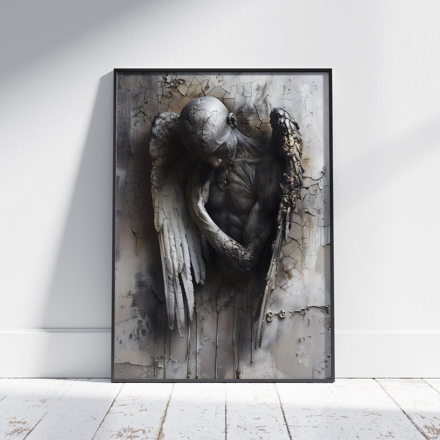 Gothic Broken Angel Wall Art - Surreal Poster for Moody Home Decor