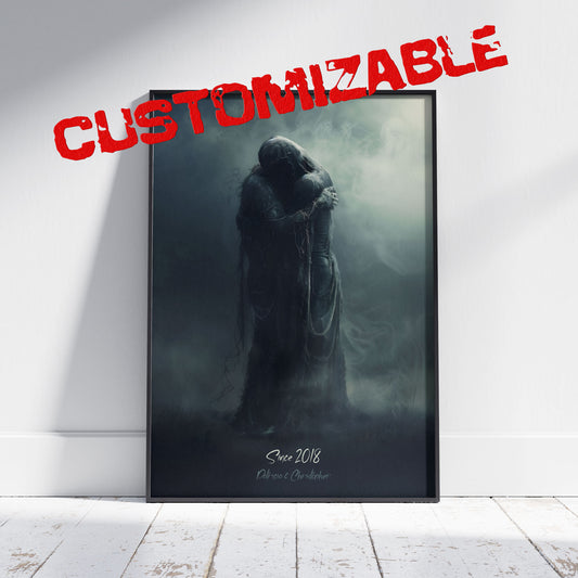 Personalizable Dark Eternal Love Poster, Romantic Moody Art Print for Occasions like Weddings and Anniversaries