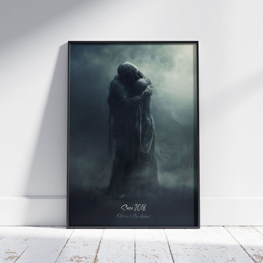 Personalizable Dark Eternal Love Poster, Romantic Moody Art Print for Occasions like Weddings and Anniversaries