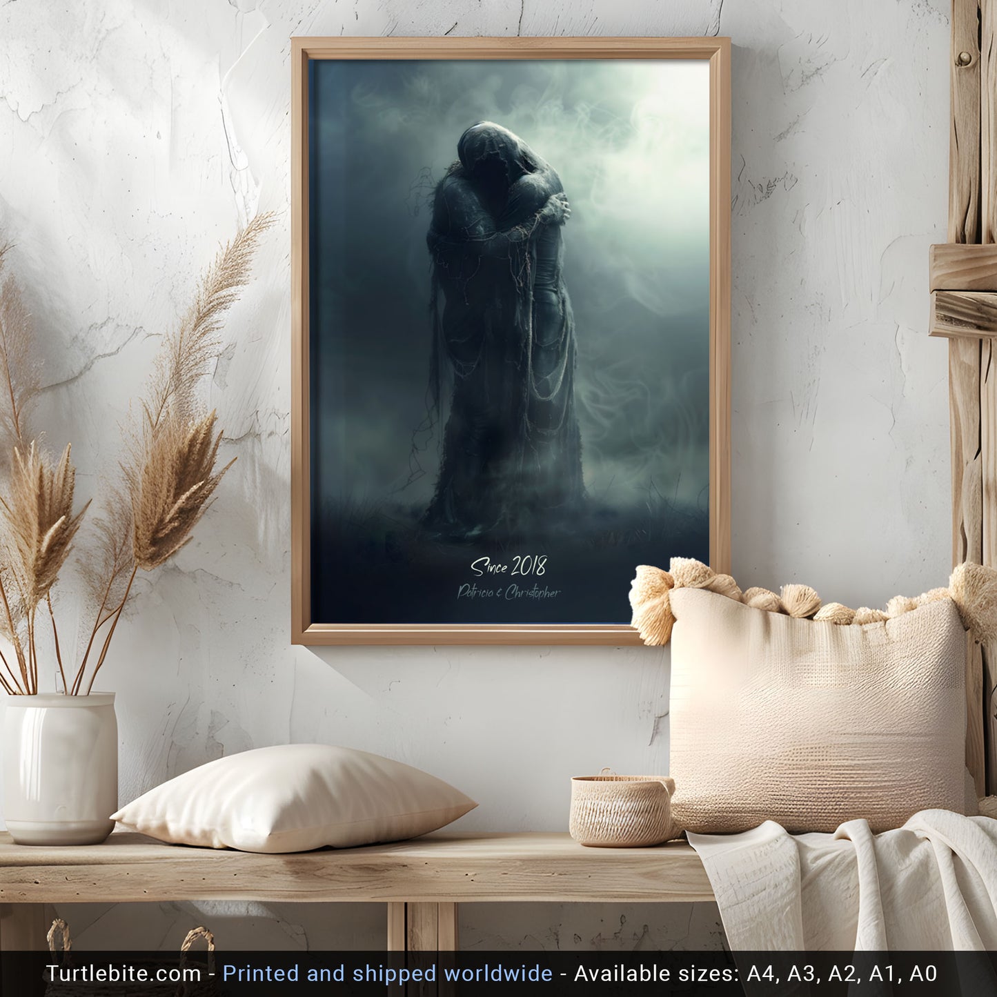 Personalizable Dark Eternal Love Poster, Romantic Moody Art Print for Occasions like Weddings and Anniversaries