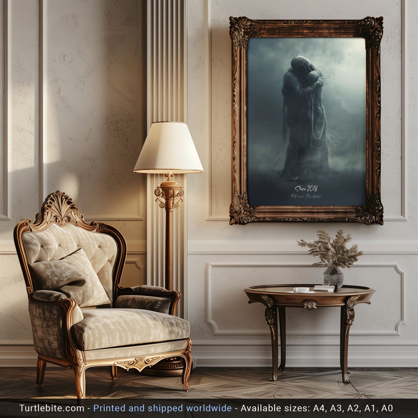 Personalizable Dark Eternal Love Poster, Romantic Moody Art Print for Occasions like Weddings and Anniversaries