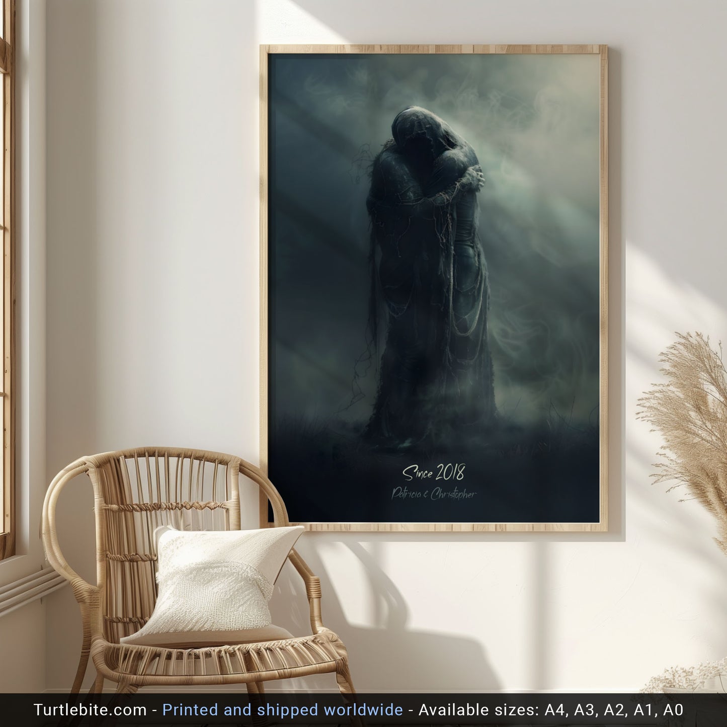 Personalizable Dark Eternal Love Poster, Romantic Moody Art Print for Occasions like Weddings and Anniversaries