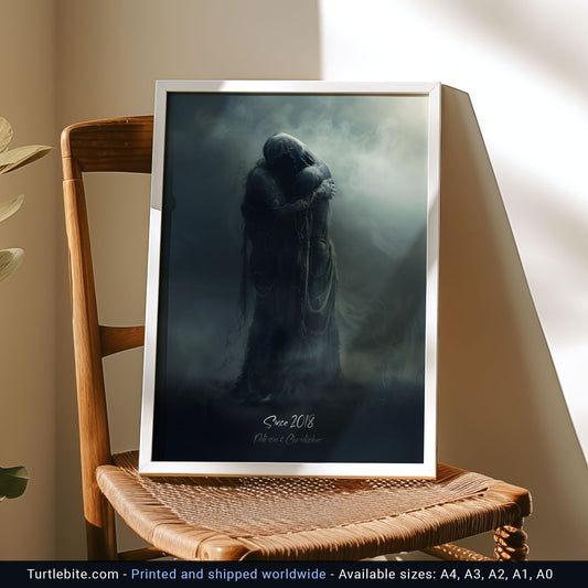 Personalizable Dark Eternal Love Poster, Romantic Moody Art Print for Occasions like Weddings and Anniversaries