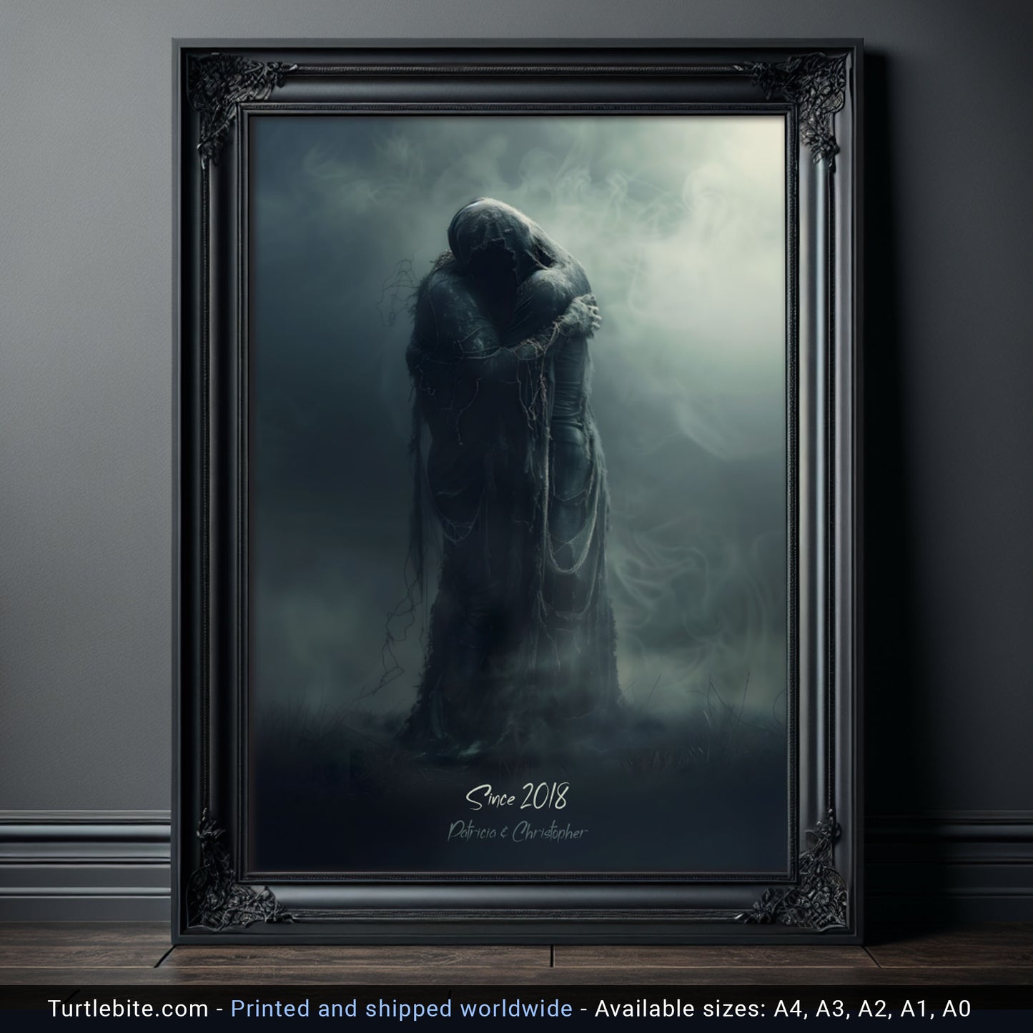 Personalizable Dark Eternal Love Poster, Romantic Moody Art Print for Occasions like Weddings and Anniversaries