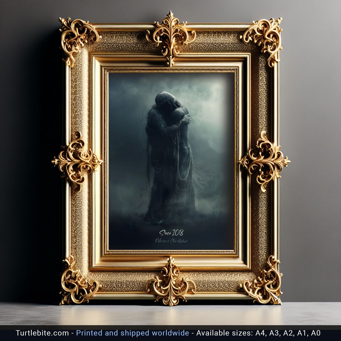 Personalizable Dark Eternal Love Poster, Romantic Moody Art Print for Occasions like Weddings and Anniversaries