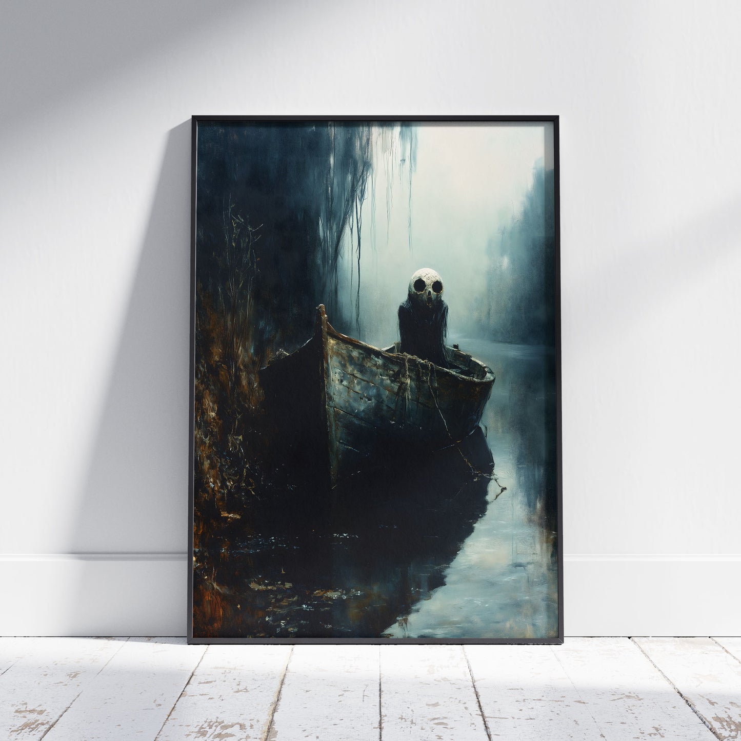 Mystic Ghost in a Boat Painting Poster | Witchy Whimsigoth Wall Art Print | Dark Academia