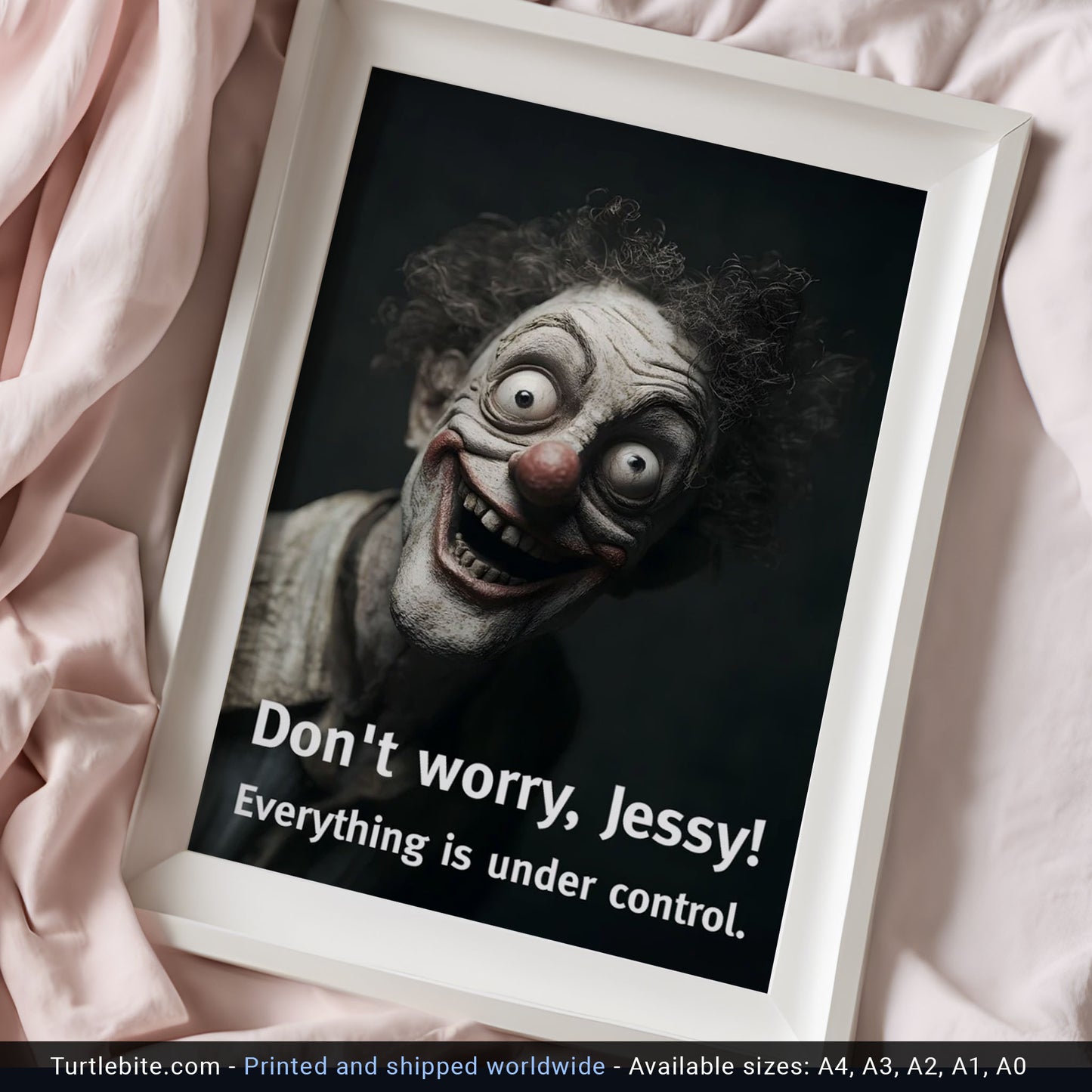 Unique Personalized Gift: Quirky Poster with Dark Humor. Customized Weird Print: Zany Image for Any Occasion