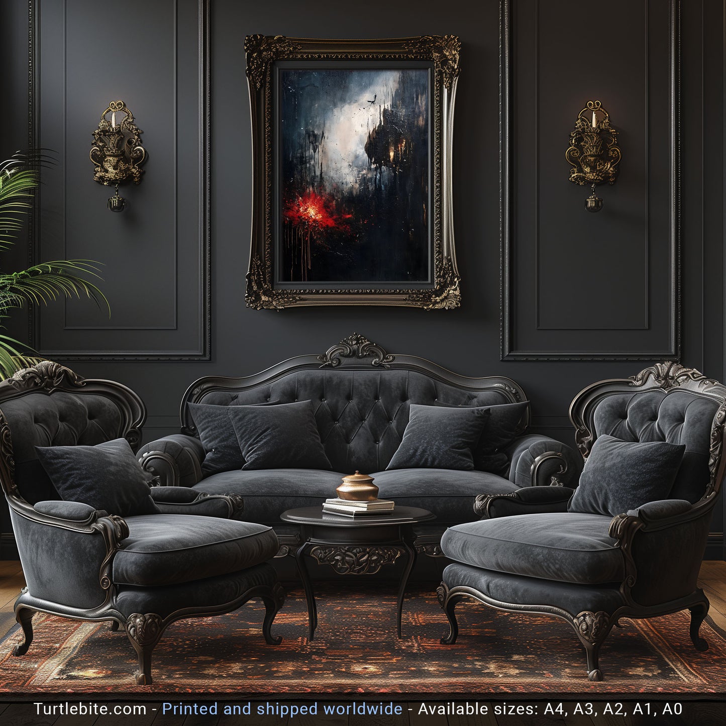 Abstract Dark Moody Apocalypse Oil Painting Poster | Dark Academia Victorian Large Painting | Gothic Gift