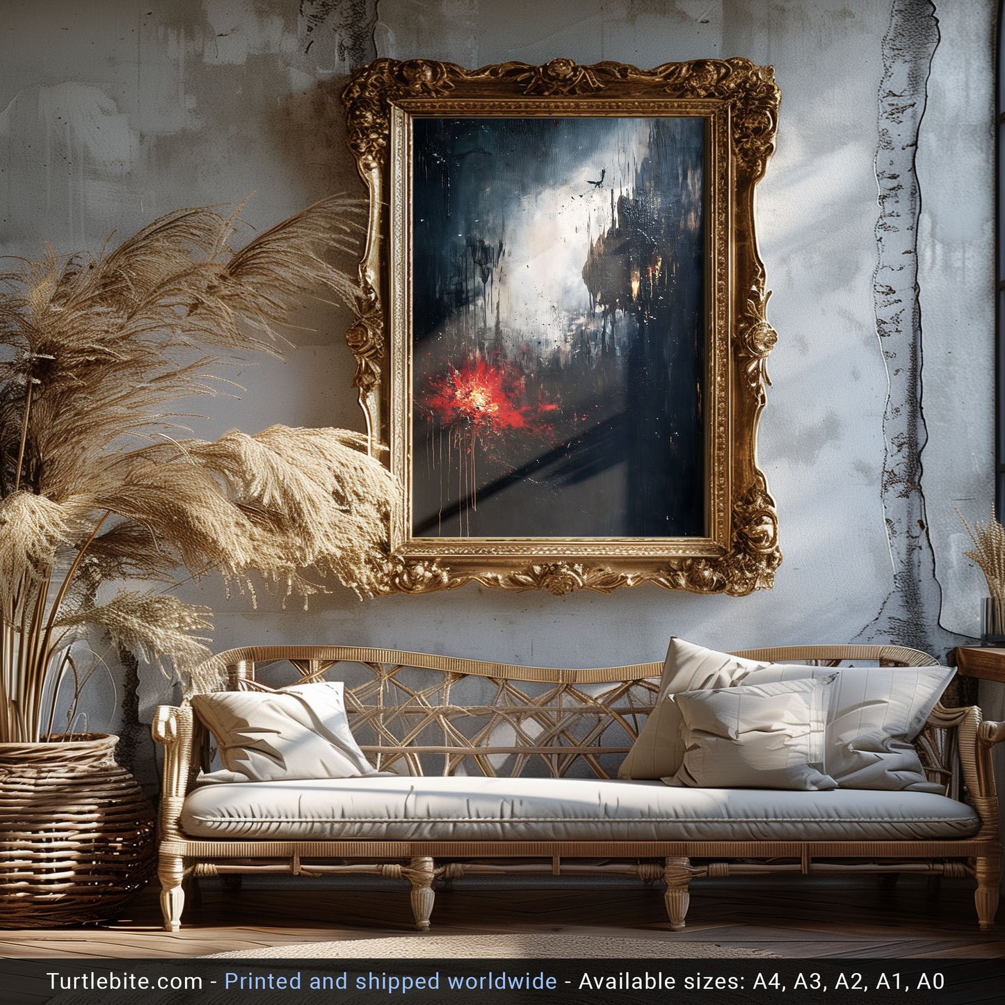 Abstract Dark Moody Apocalypse Oil Painting Poster | Dark Academia Victorian Large Painting | Gothic Gift