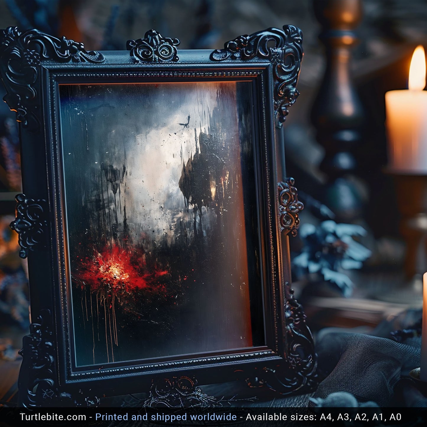 Abstract Dark Moody Apocalypse Oil Painting Poster | Dark Academia Victorian Large Painting | Gothic Gift