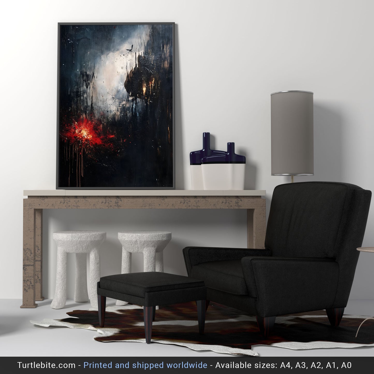 Abstract Dark Moody Apocalypse Oil Painting Poster | Dark Academia Victorian Large Painting | Gothic Gift