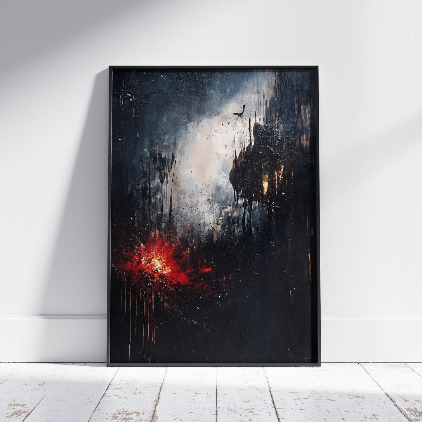 Abstract Dark Moody Apocalypse Oil Painting Poster | Dark Academia Victorian Large Painting | Gothic Gift