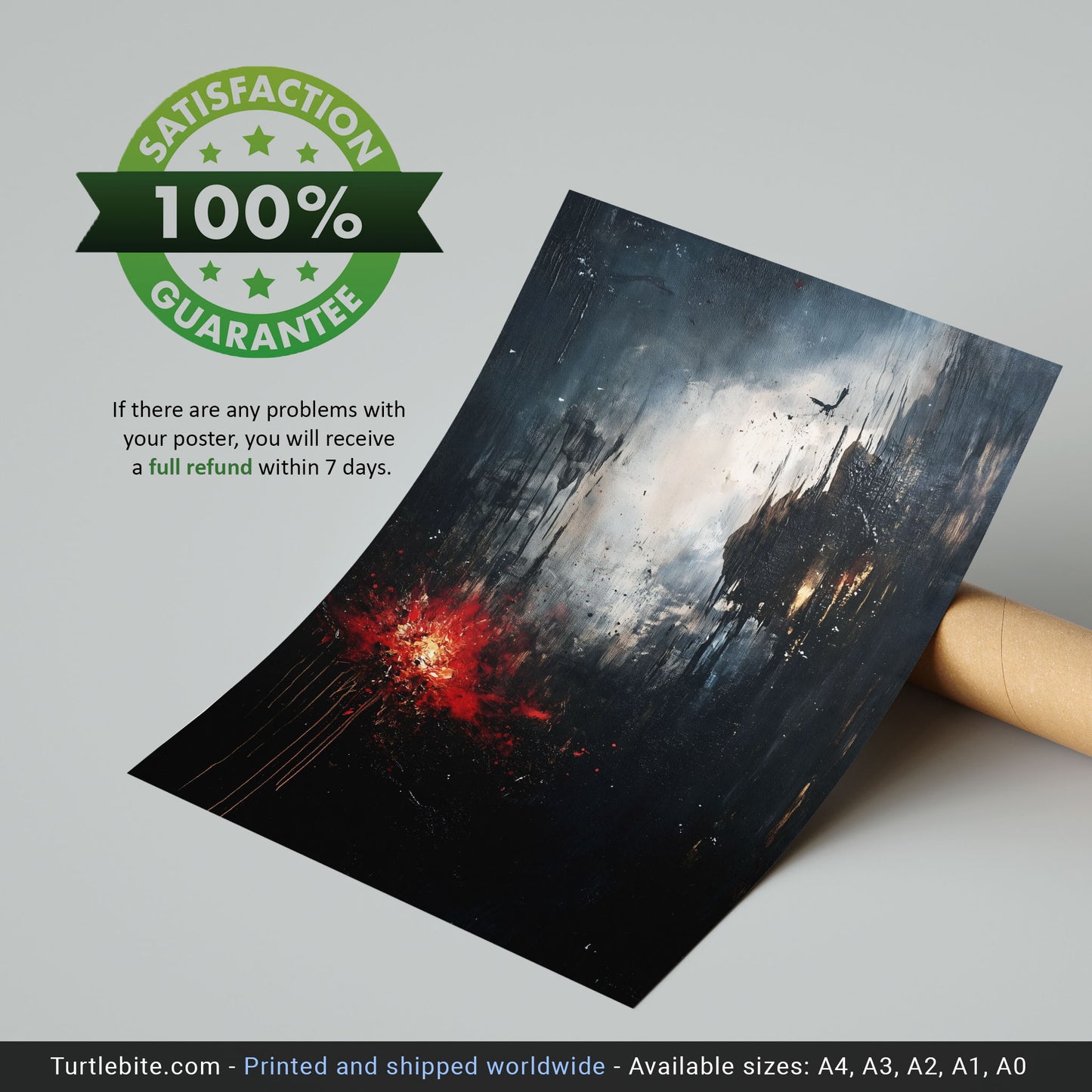 Abstract Dark Moody Apocalypse Oil Painting Poster | Dark Academia Victorian Large Painting | Gothic Gift