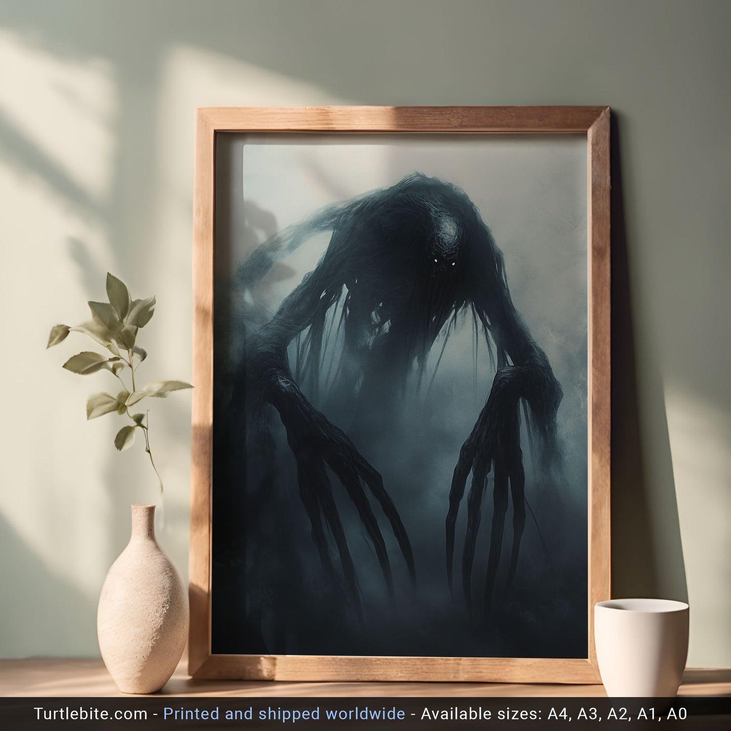 Black Uncanny Monster Poster, Goth Wall Art, Witchy Spooky Vibes Print