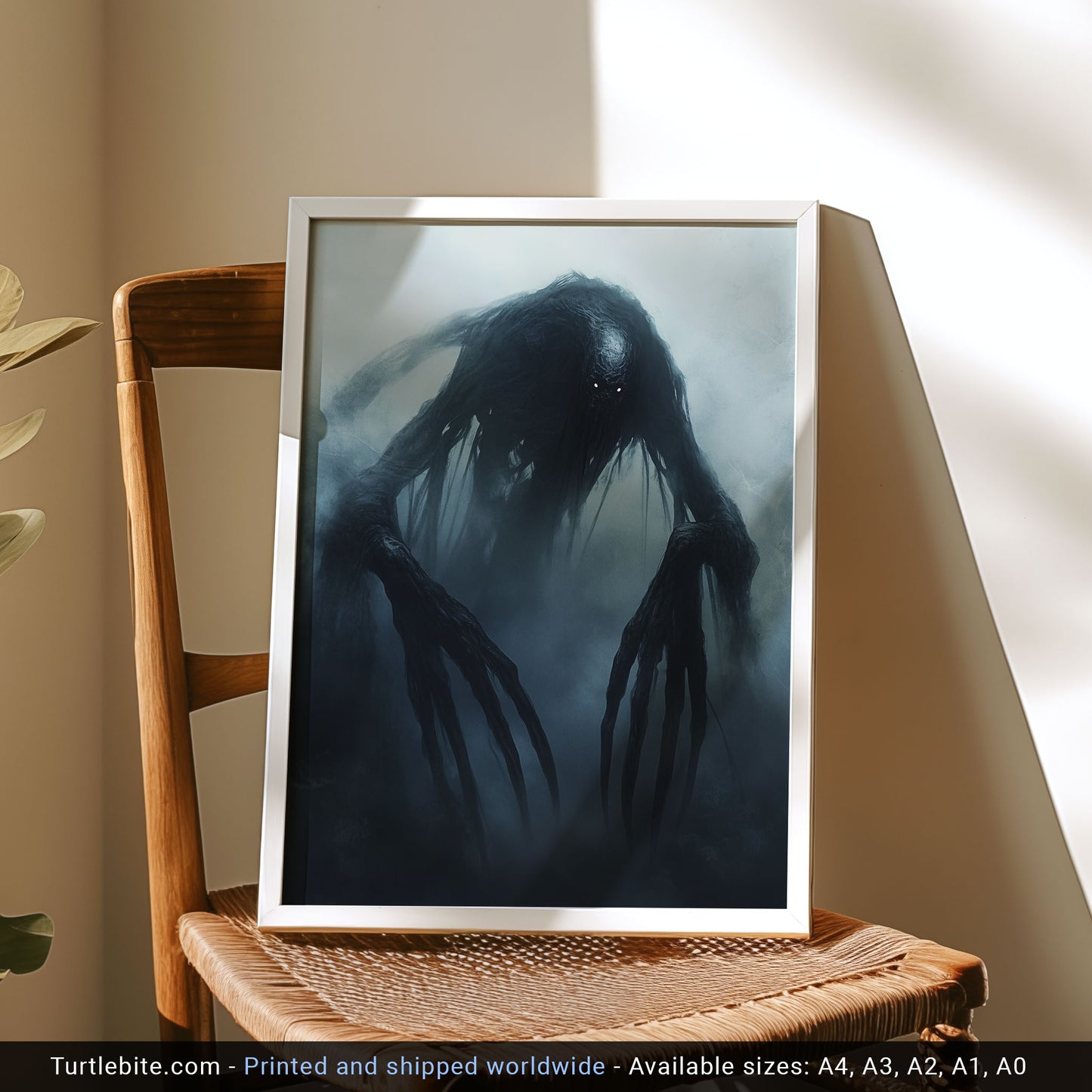 Black Uncanny Monster Poster, Goth Wall Art, Witchy Spooky Vibes Print