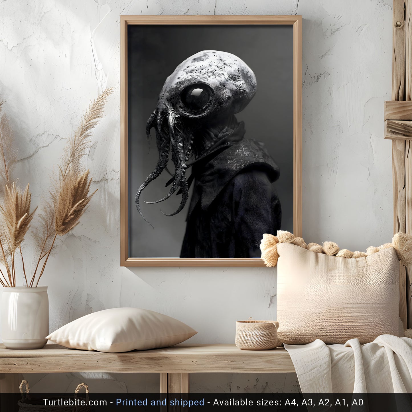 Black and White Photography Cthulhu Poster - Spooky Wall Art for Dark Aesthetic