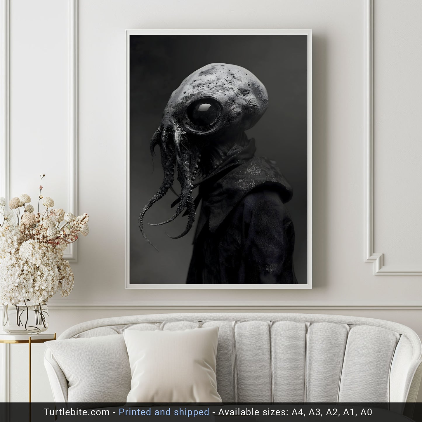 Black and White Photography Cthulhu Poster - Spooky Wall Art for Dark Aesthetic