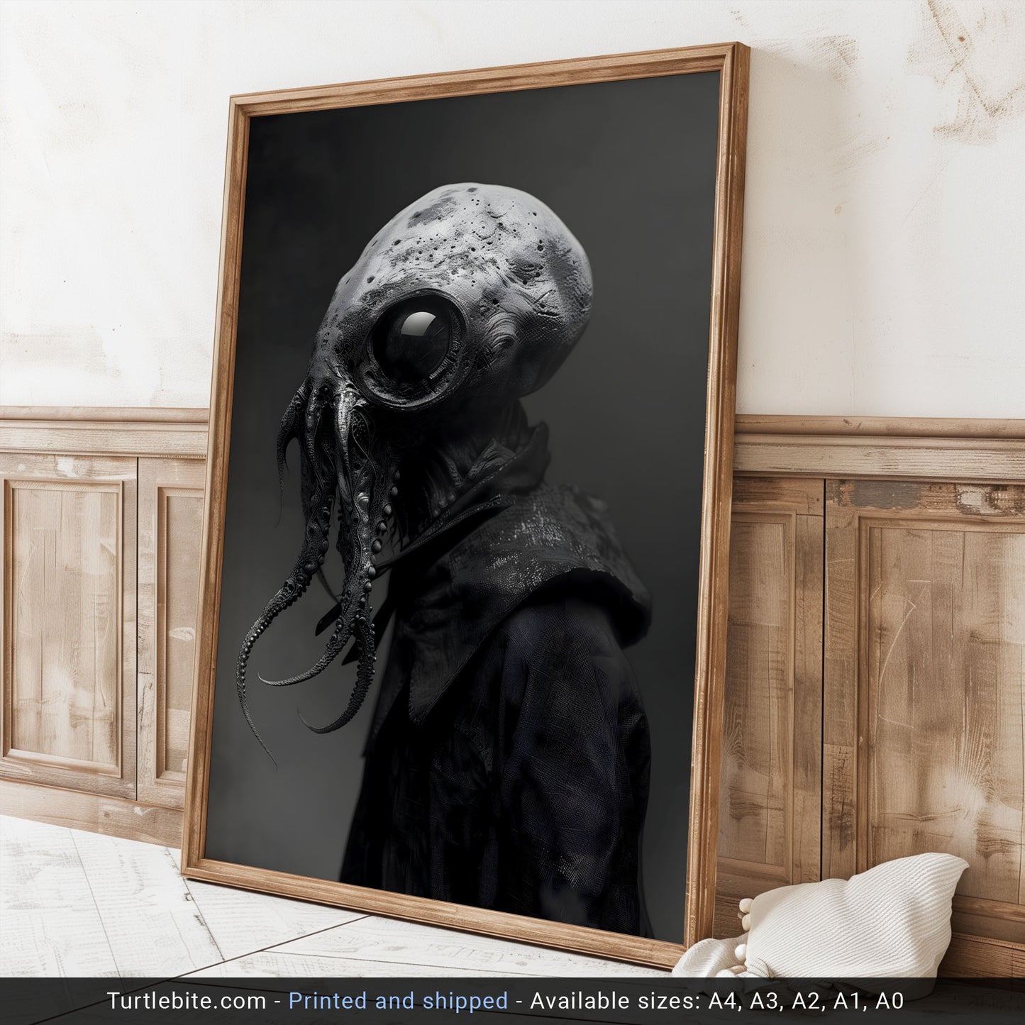 Black and White Photography Cthulhu Poster - Spooky Wall Art for Dark Aesthetic