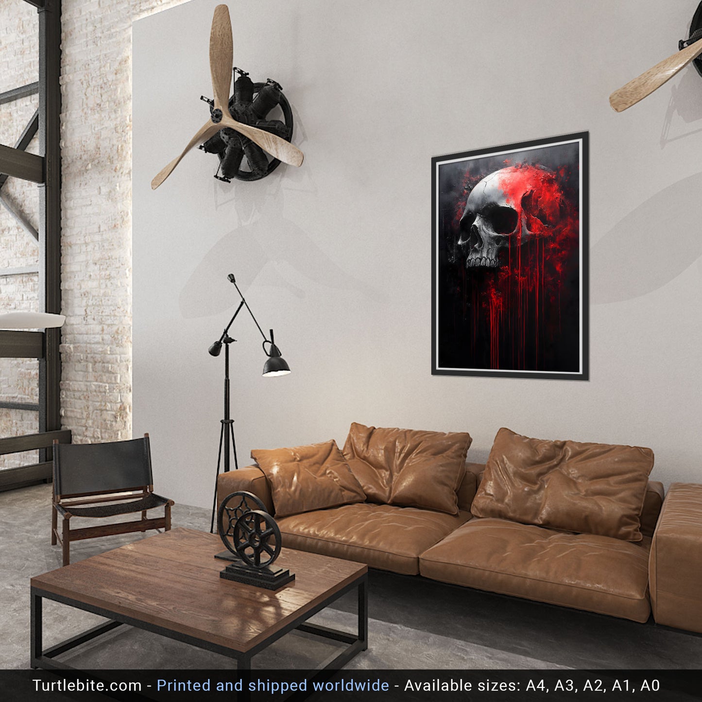 Creepy Bloody Skull Painting Poster, Haunted Art Painting, Horror Artwork