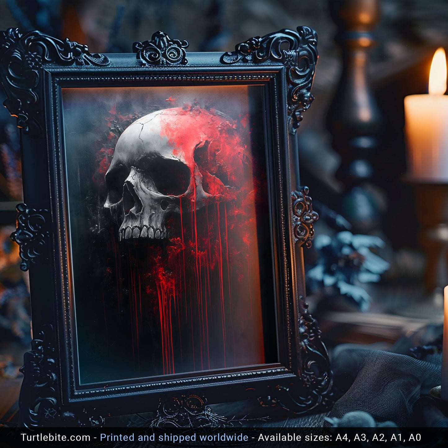 Creepy Bloody Skull Painting Poster | Haunted Art Painting