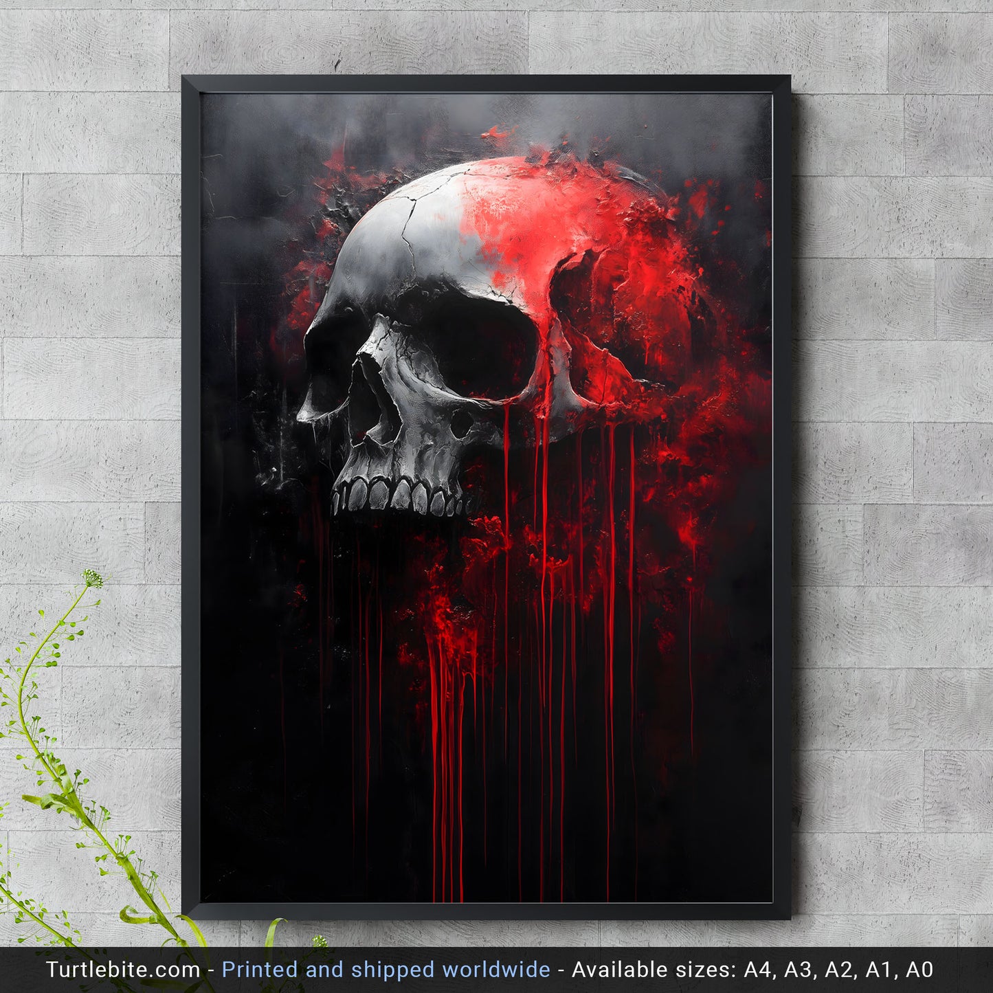 Creepy Bloody Skull Painting Poster, Haunted Art Painting, Horror Artwork