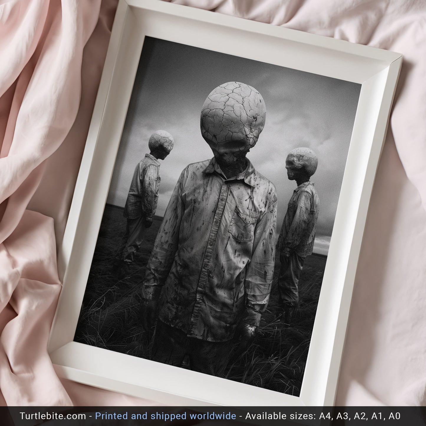 Creepy Brittle Heads Poster - Vintage Gothic Wall Art - Haunting Black and White Photography