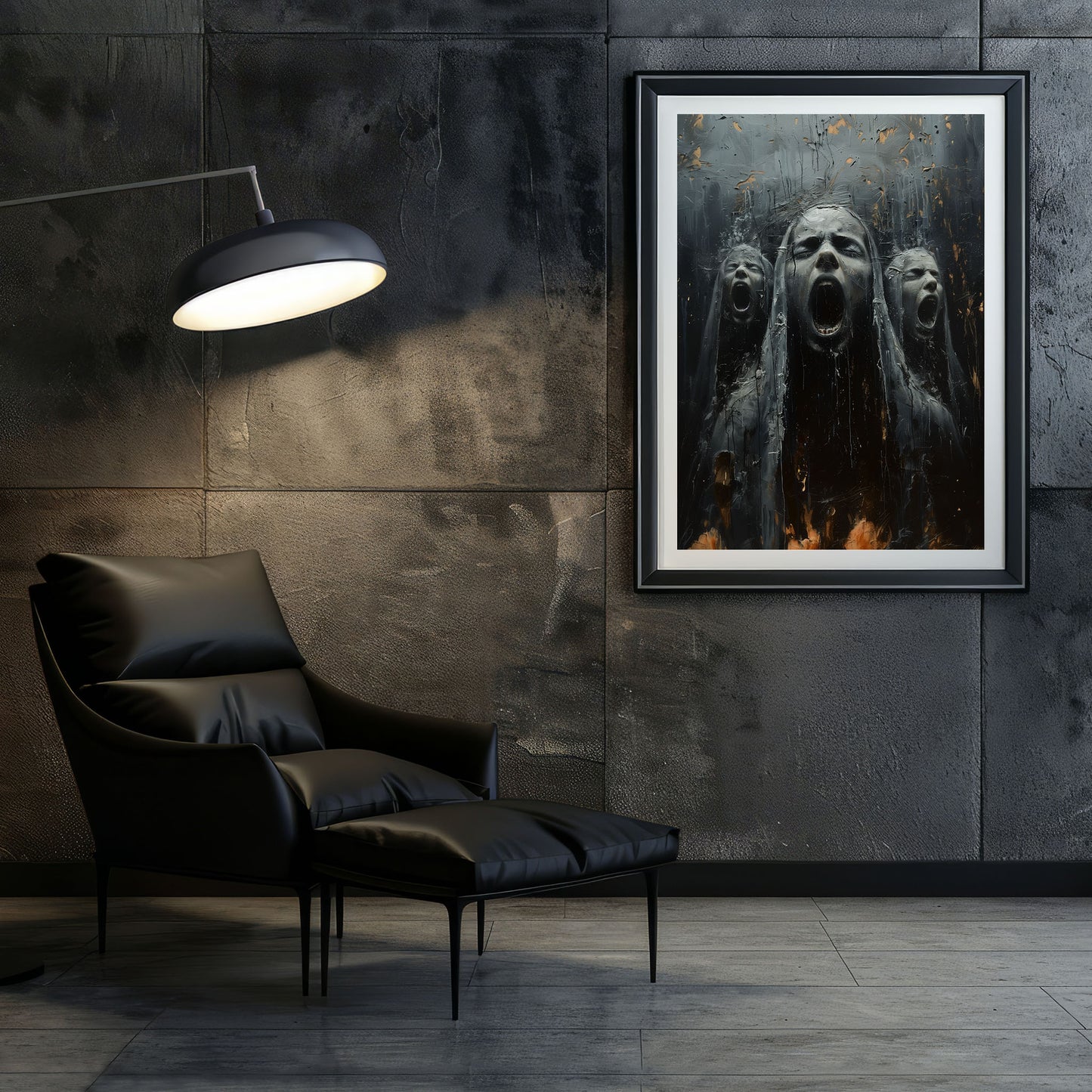 Creepy Screams from Hell Poster - Gothic Oil Painting Dark Art Print