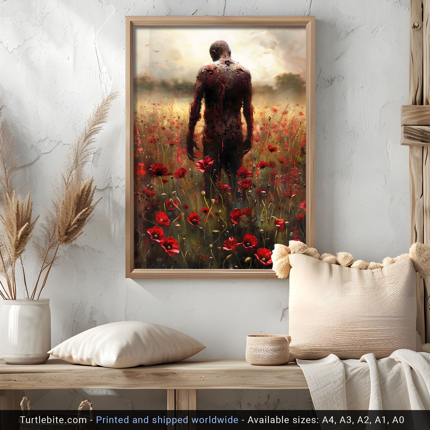 Creepy Pantomine in Flowers Painting - Melancholic Gothic Poster - Print Dark Fine Art