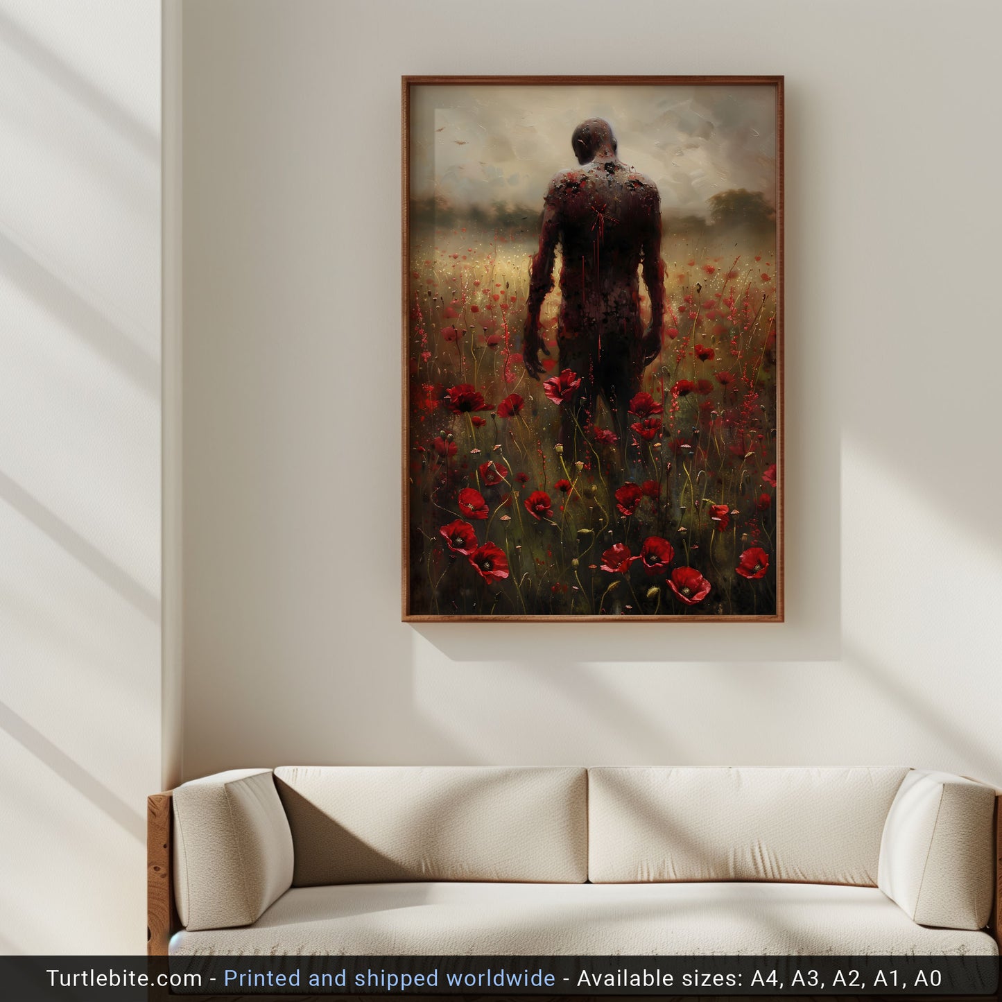 Creepy Pantomine in Flowers Painting - Melancholic Gothic Poster - Print Dark Fine Art