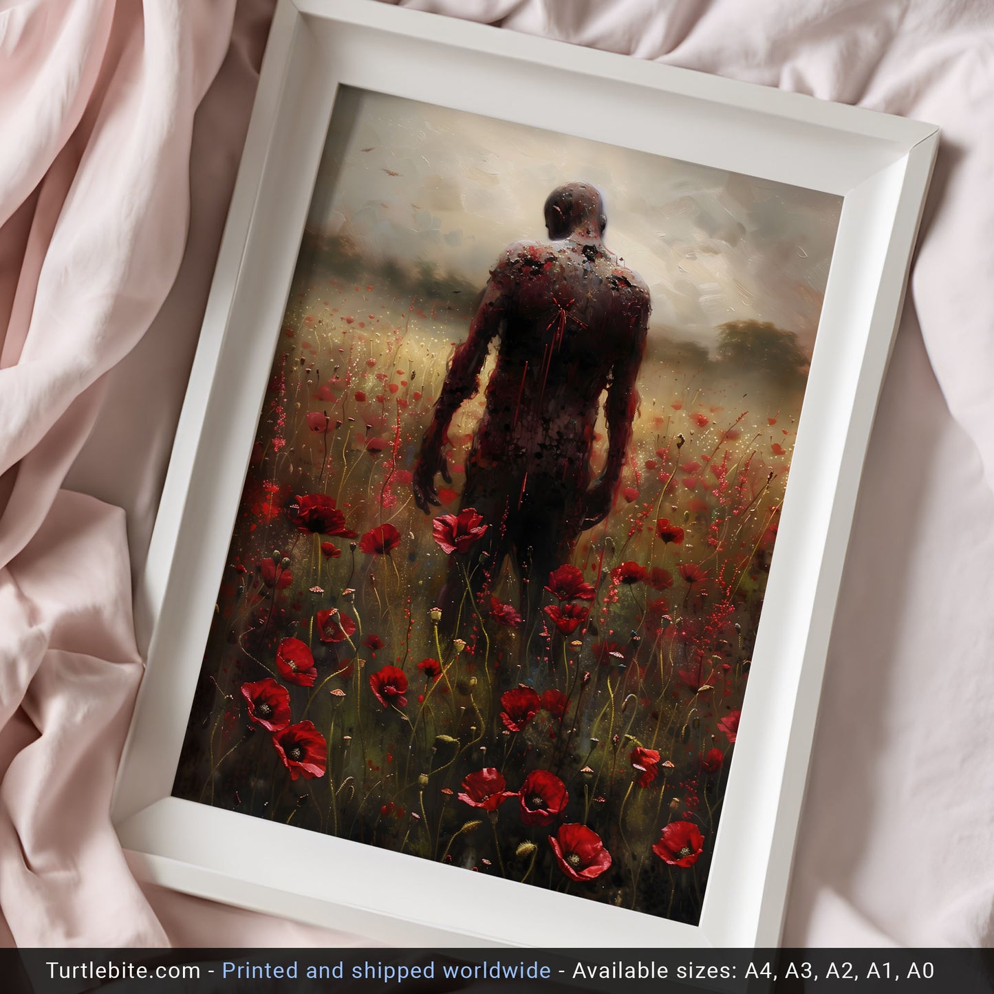 Creepy Pantomine in Flowers Painting - Melancholic Gothic Poster - Print Dark Fine Art