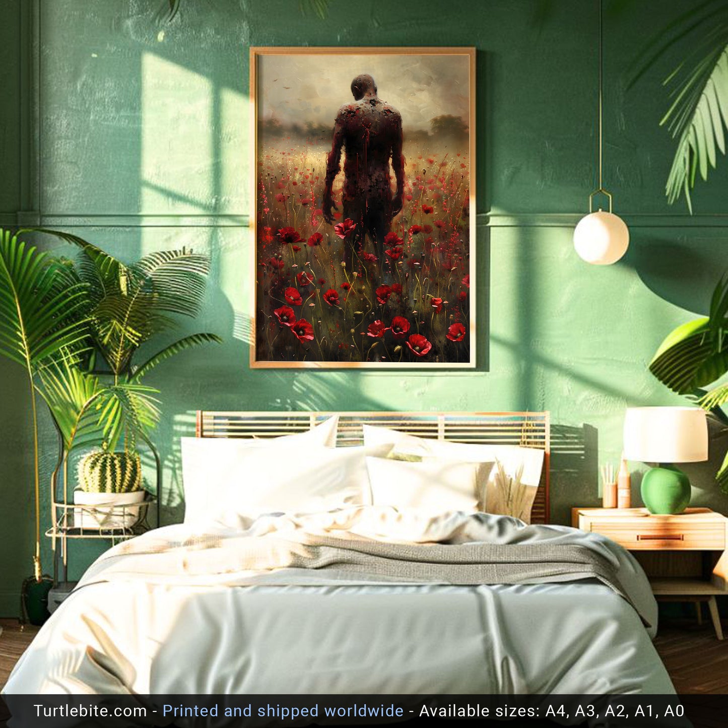 Creepy Pantomine in Flowers Painting - Melancholic Gothic Poster - Print Dark Fine Art