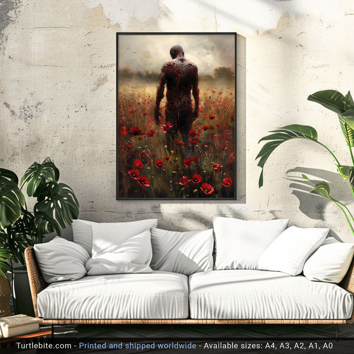 Creepy Pantomine in Flowers Painting - Melancholic Gothic Poster - Print Dark Fine Art