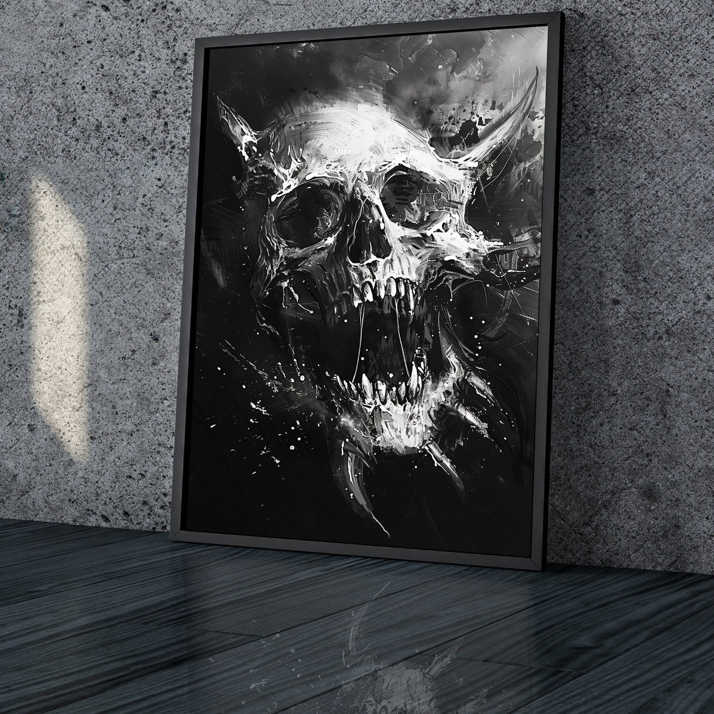 Creepy Screaming Skull Wall Decor - Black and White Horror Poster